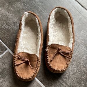 Brown Suede Moccasin Slippers